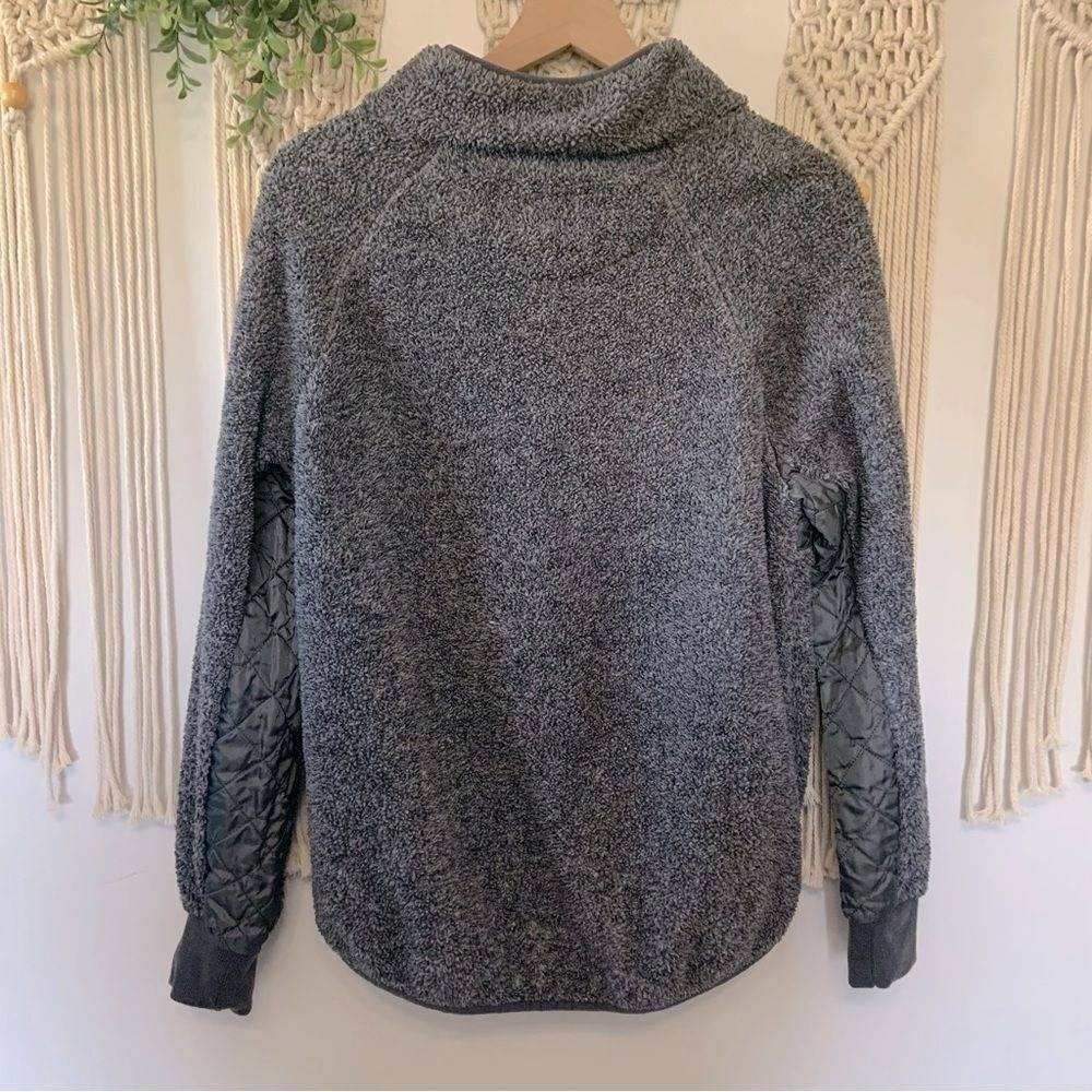 SIMPLY SOUTHERN Asymmetrical Snap Up Sherpa Fleece Pullover Gray Women's Medium - Picture 3 of 14